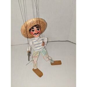 Vintage Mexican Bandido Marionette Puppet with Gun Collectible